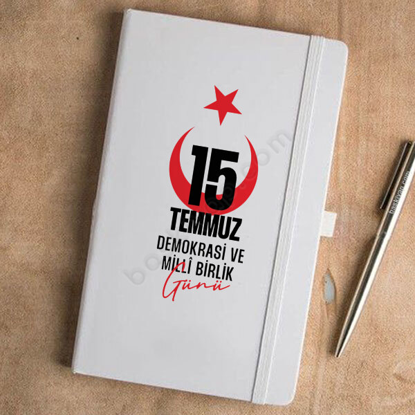 15 Temmuz Özel Tarihsiz Beyaz Ajanda / Defter 13X21Cm online tasarla