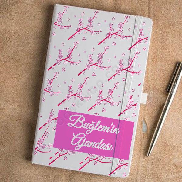 Bahar Çiçekleri Desenli Tarihsiz Beyaz Ajanda online tasarla