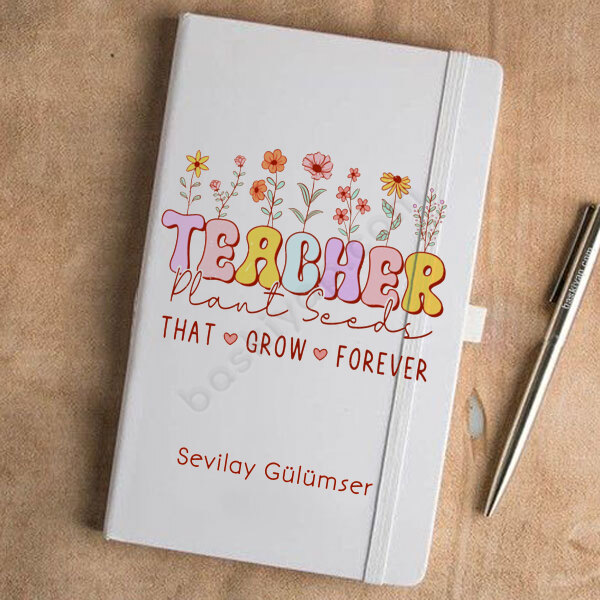 Büyüyen Çiçekler Tasarımlı Tarihsiz Beyaz Ajanda online tasarla