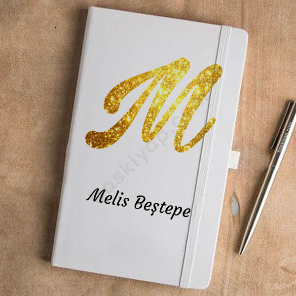 Işıltılı M Harf Tasarımlı Beyaz Ajanda online tasarla
