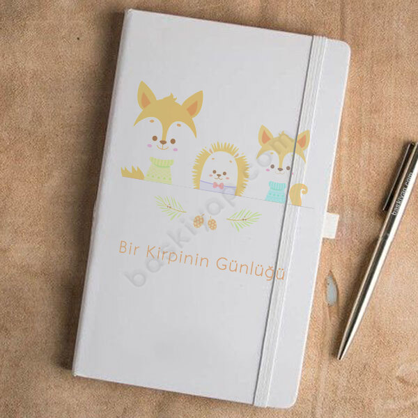 Kirpi Tasarımlı Beyaz Ajanda online tasarla