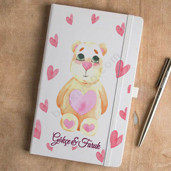 Sevimli Ayıcık Tasarımlı Beyaz Ajanda online tasarla