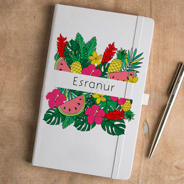 Yaz Meyveleri Tasarımlı Beyaz Ajanda online tasarla