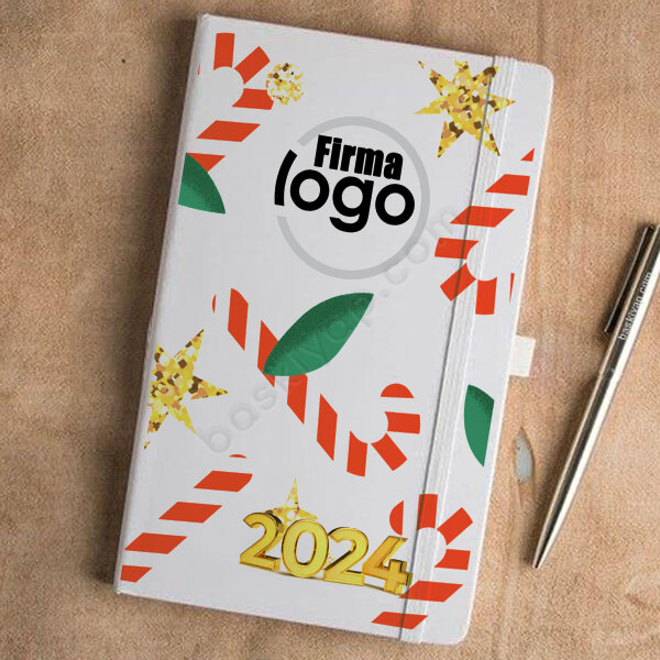 Yılbaşı Şeker Tasarım Beyaz Ajanda online tasarla