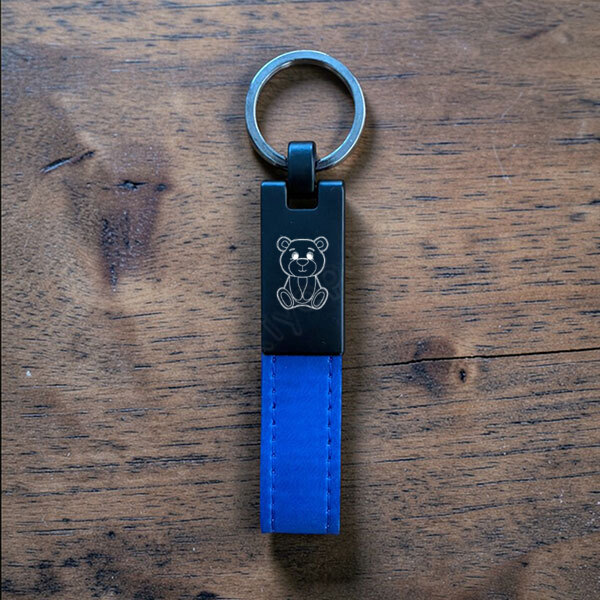 Kişiye Özel Lazer Kazıma Deri Lacivert Anahtarlık Kendin Tasarla | 16410 online tasarla