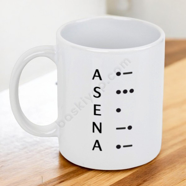 İsim Özel Mors Alfabesi Tasarımlı Kupa Bardak online tasarla