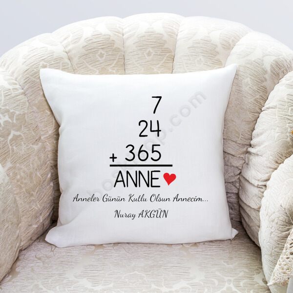 7/24 Tasarımlı Anneler Günü Yastık Kılıfı online tasarla