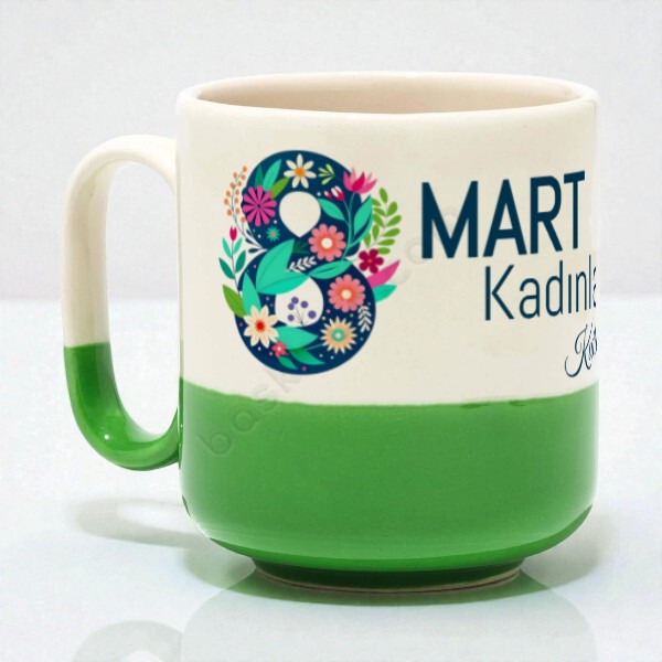 Kadınlar Gününe Özel Modern Dip Yeşil Kupa online tasarla