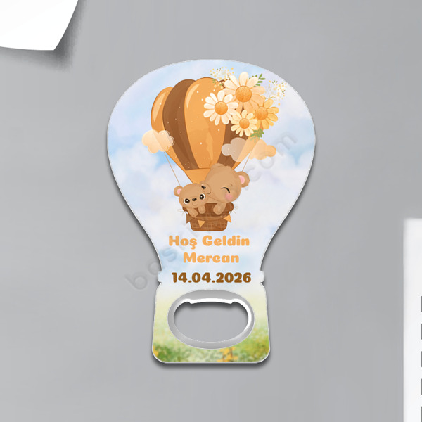 Ayıcıklı Kişiye Özel Balon Magnet Açacak online tasarla