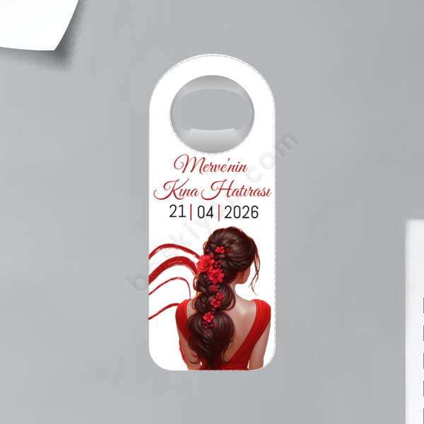 Kına Hatırası Tasarımlı Kişiye Özel Dik Magnet Açacak online tasarla