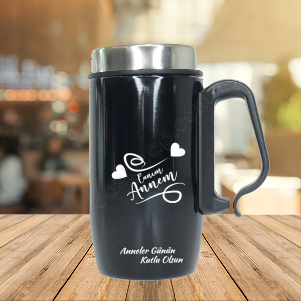 Anneler Gününe Özel Parlak Siyah Termos Bardak-2 online tasarla