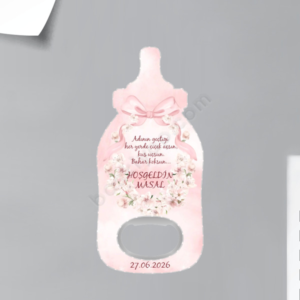 Hoşgeldin Bebek Temalı Kişiye Özel Biberon Magnet Açacak-1 online tasarla