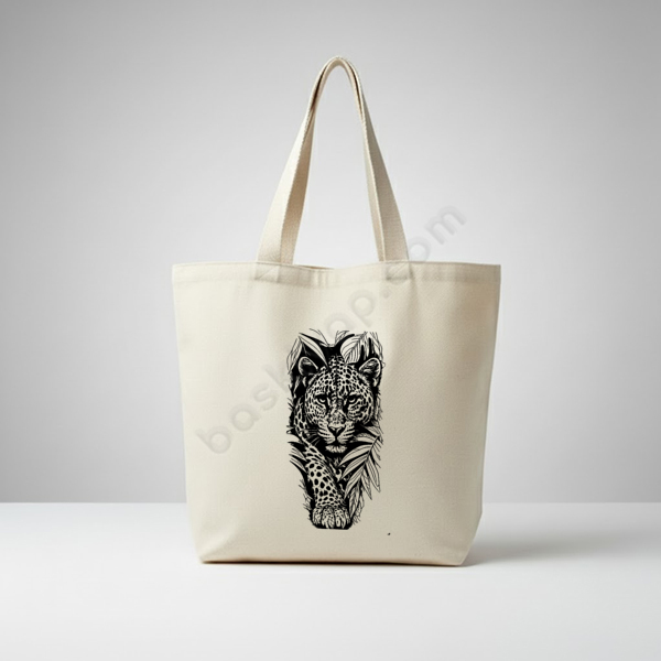 Leopar Baskılı Kanvas Çanta
