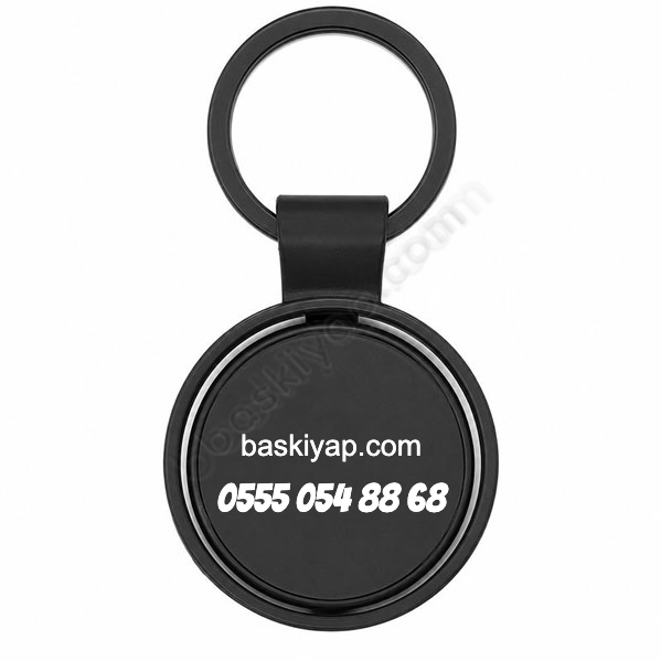 Kişiye Özel Hareketli Yuvarlak Anahtarlık Siyah Kendin Tasarla | 16690