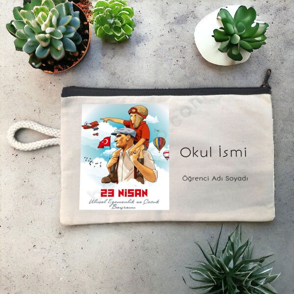 23 Nisan Çocuk Bayramı Bez Kalemlik Kişiye Özel Baskılı Bez Kalemlik online tasarla
