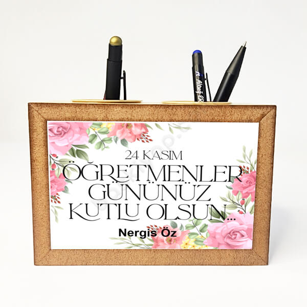 24 Kasım Öğretmenler Günü Masaüstü Kalemlik online tasarla