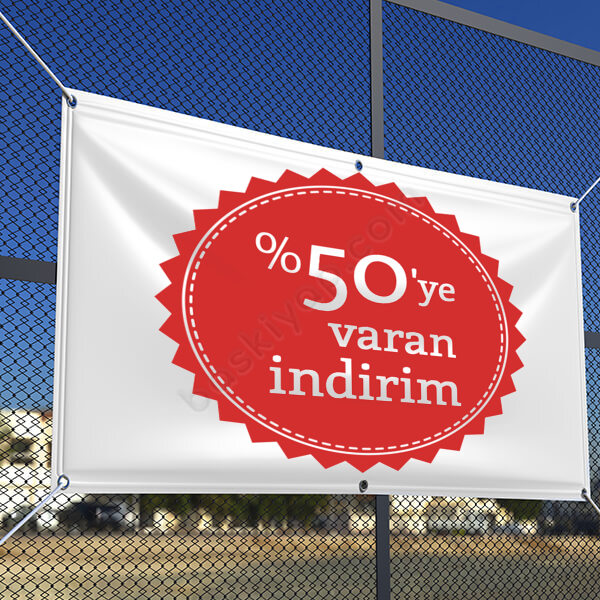 %50'Ye Varan İndirim Branda Baskı online tasarla