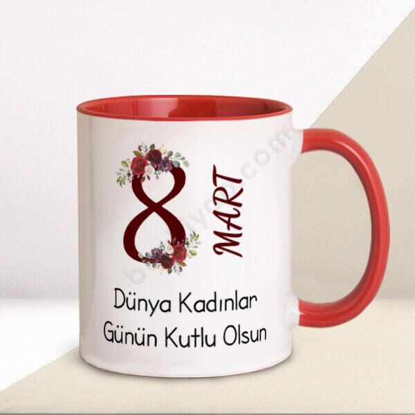 8 Mart Kadınlar Günü Tasarımlı Kupa online tasarla