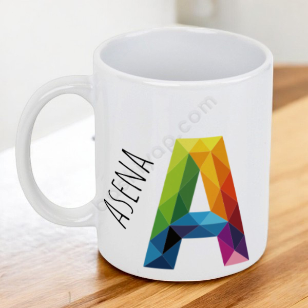 A Harfi Renkli Tasarım Kupa online tasarla