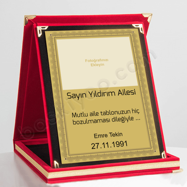 Mutlu Aile Tasarımlı Plaket Örneği online tasarla