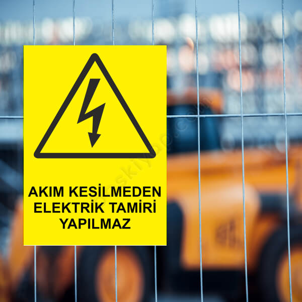 Akım Kesilmeden Elektrik Tamiri Yapılmaz Etiketi online tasarla