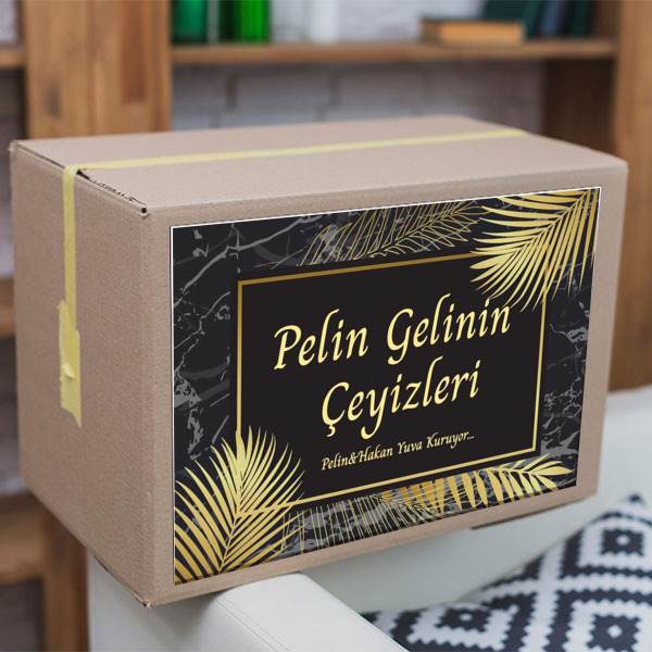 Altın Yapraklı Çeyiz Etiketi online tasarla