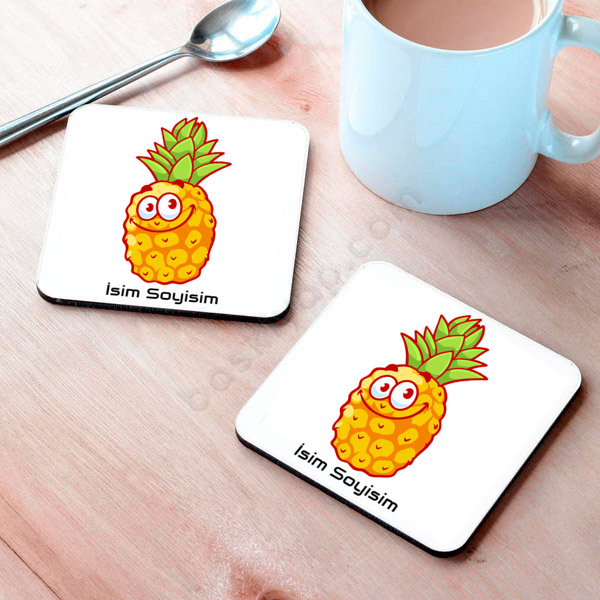 Ananas Tasarımlı Bardak Altlığı online tasarla