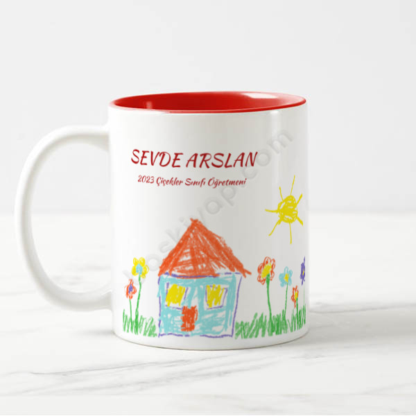 Anaokulu Öğretmenine Özel Baskılı İçi Kırmızı Kupa online tasarla