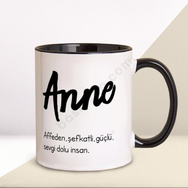Anne Temalı Kişiye Özel Baskılı Siyah Kupa Bardak online tasarla