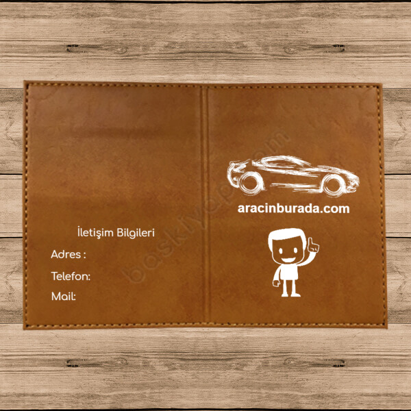 Araç Galeri Firmalarına Özel Termo Deri Kahverengi Ruhsat Kabı 2 online tasarla