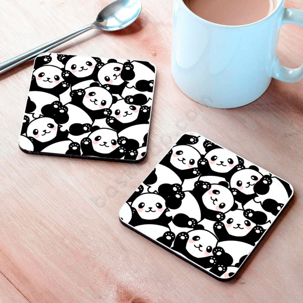 Arkadaşa Özel Panda Baskılı Bardak Altlığı online tasarla