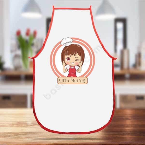 Aşçıkız  Karakter Tasarımlı Beyaz Mutfak Önlüğü online tasarla