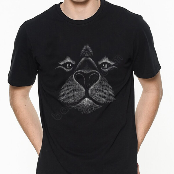 Aslan Yüzü Çizim Baskılı Tişört online tasarla