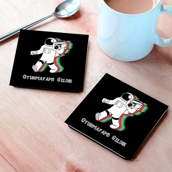 Astronot Desenli Bardak Altlığı online tasarla