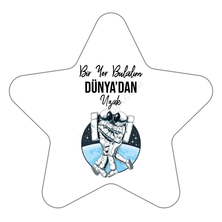 Astronot Temalı Yıldız Şekilli Pleksi Anahtarlık online tasarla