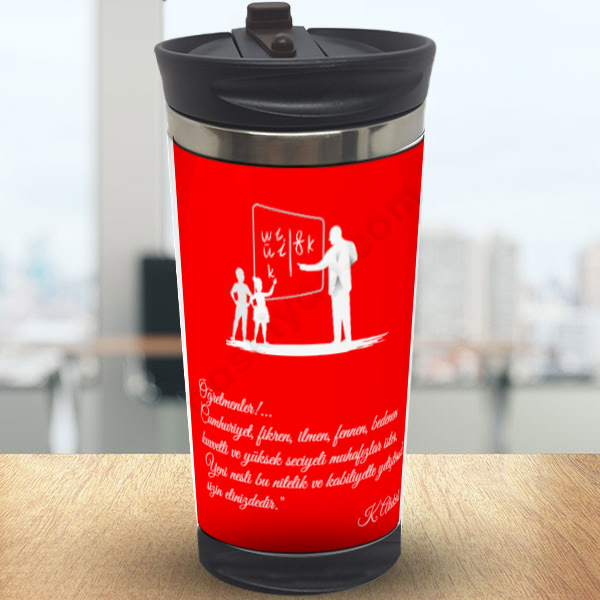 Atatürk Öğretmen Kendin Tasarla Çelik Termos 300Ml online tasarla