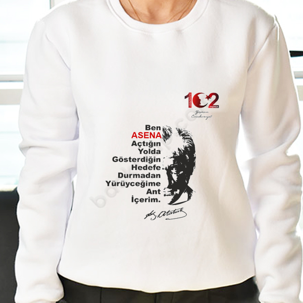Atatürk Tasarımlı Yuvarlak Yaka Sweatshirt online tasarla