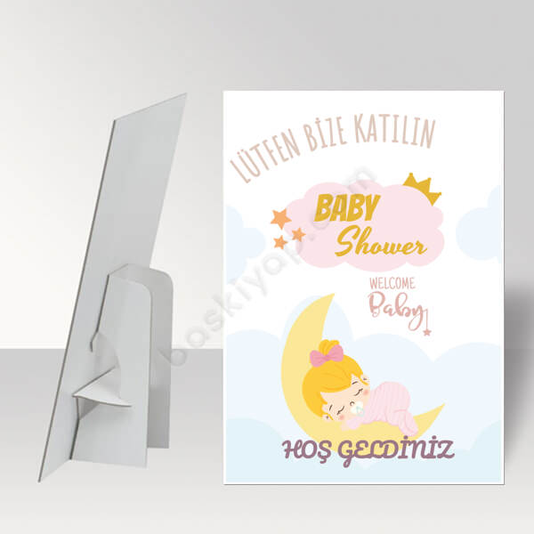 Ay Tasarımlı Baby Shower Ayaklı Pano online tasarla