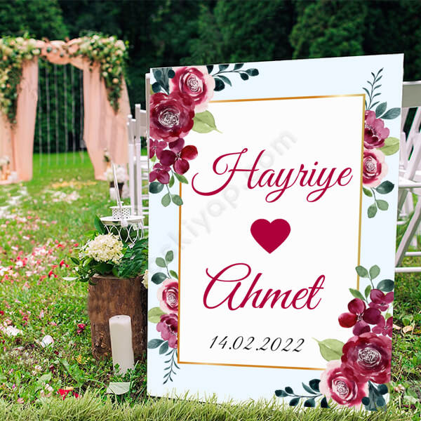 Mavi Desenli Çiçekli Ayaklı Pano online tasarla