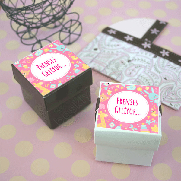 Prenses Geliyor Tasarımlı Baby Shower Etiket online tasarla