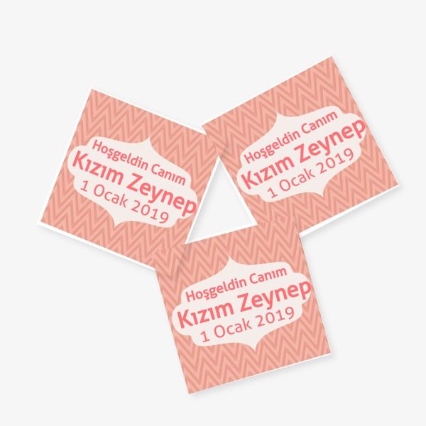 Pembe İsim Etiketi online tasarla