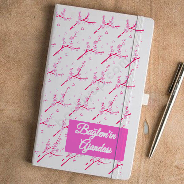 Bahar Çiçekleri Desenli Tarihsiz Beyaz Ajanda online tasarla