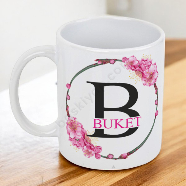 Bahar Çiçekli İsim Baskılı Beyaz Kupa online tasarla