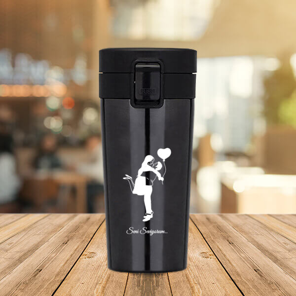 Balonlu Sevgililer Vakumlu Premium Çelik Termos online tasarla