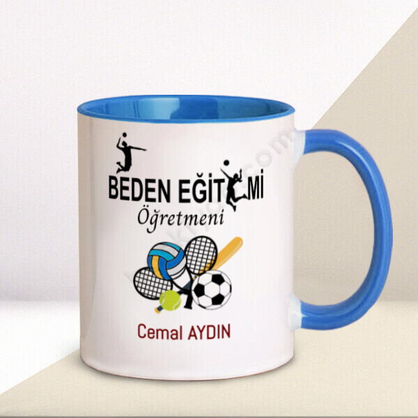 Beden Eğitimi Öğretmeni Tasarımlı Mavi Kupa online tasarla