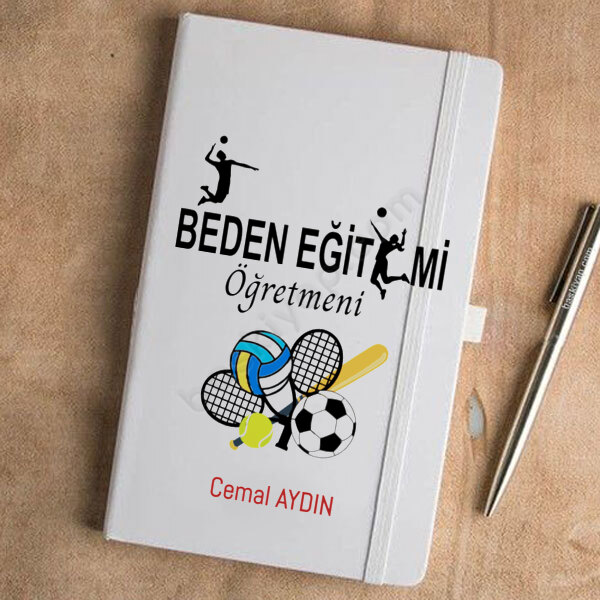 Beden Eğitimi Öğretmeni Tasarım Beyaz Defter Ajanda online tasarla