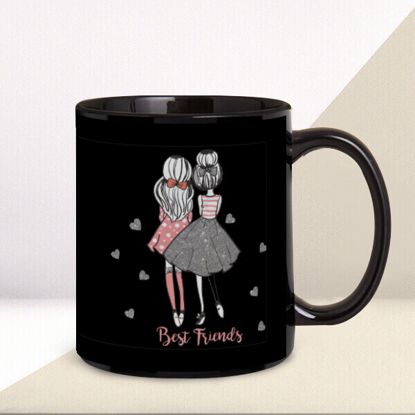 Best Friends Tasarımlı Siyah Kupa Bardak online tasarla