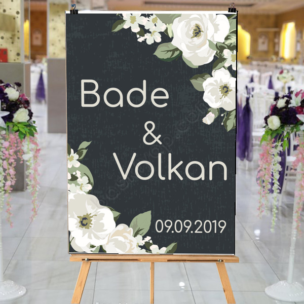 Beyaz Çiçekli Söz/Nişan/Çeyiz Afişi online tasarla