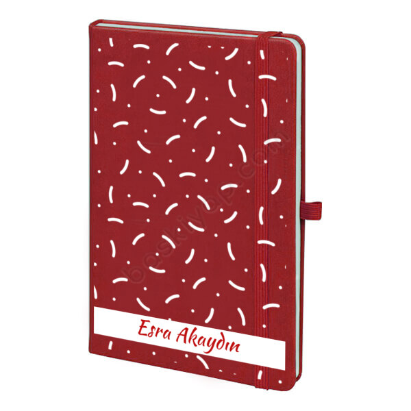 Beyaz Çizgi Şekilli Kırmızı Ajanda online tasarla