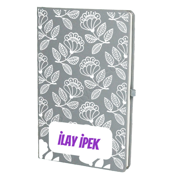 Beyaz Desenli Tasarım Gri Ajanda online tasarla